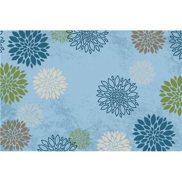 Carpets for Kids 64014 4 x 6 ft. Delightful Dahlia Rectangle Mat, Green