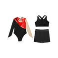 thumbnail image 4 of TTAO Girls' Ballet Gymnastics Leotards 3PCS Dance Bodysuit Athletic Biketard Active Set Dancewear Red 16, 4 of 5