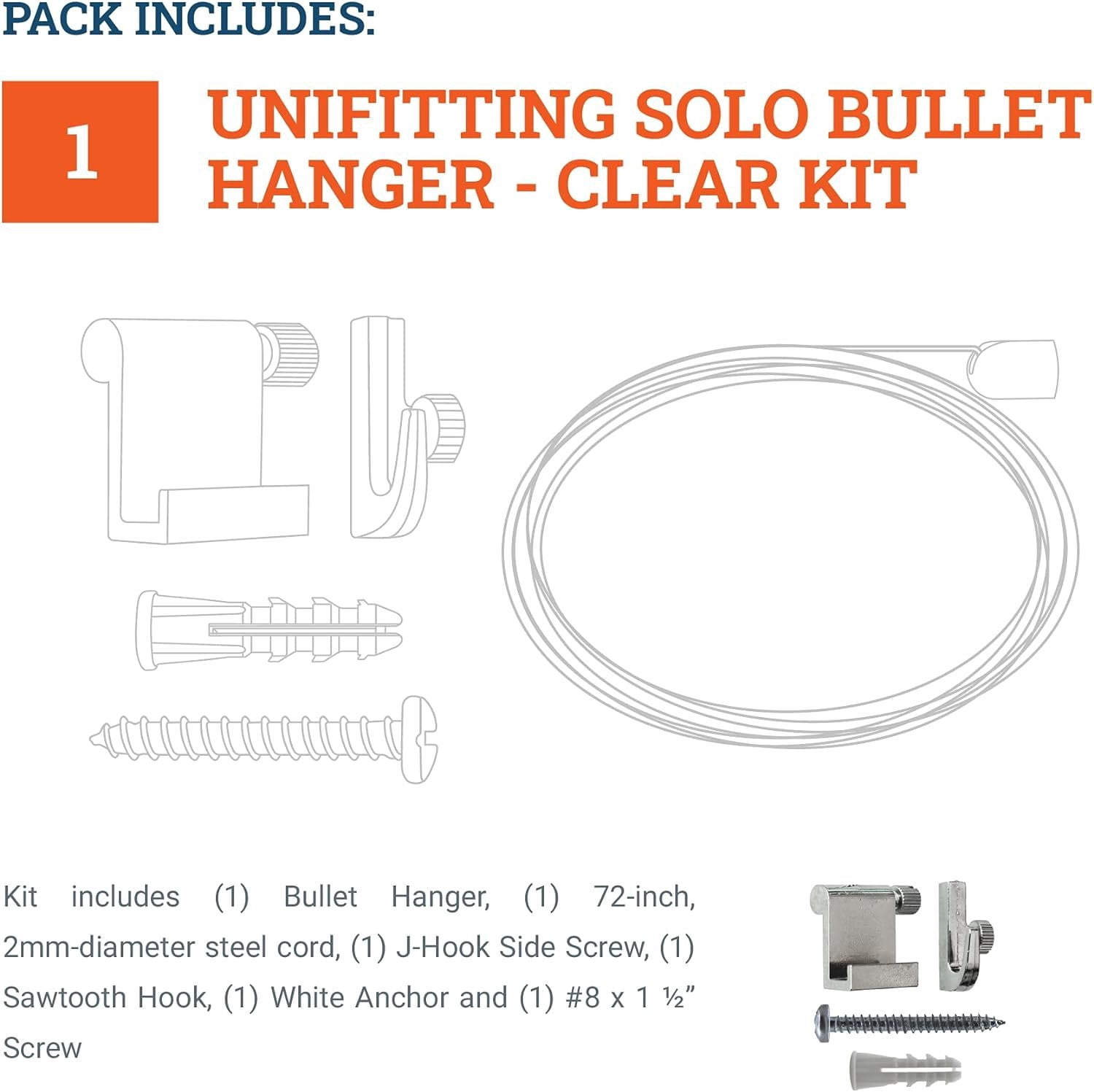 Picture Hang Solutions - 25-lbs Capacity Bullet Hanger with Steel Cable and Gallery Hooks - Gallery Hanging Systems