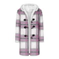 thumbnail image 6 of Coats for Women Long Sleeve Hooded Christmas Plaid Color Button Loose Casual Jacket,Womens Coats Plus Size Pink XXL, 6 of 6