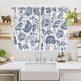 thumbnail image 2 of Boho Blue Floral Kitchen Curtains 72 Inch Length, Vintage Farmhouse Paisley Plant Leaf Grommet Top Bedroom Living Room Curtains, Light Filtering Cafe Curtain Drapes 2 Panels Set 104''x72'', 2 of 9