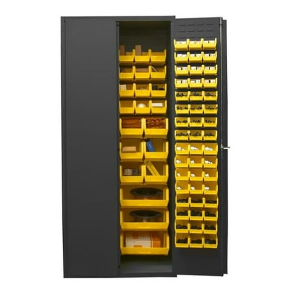 24 x 36 x 84 in. 16 Gauge Storage Cabinets with Hook on Bins, Gray