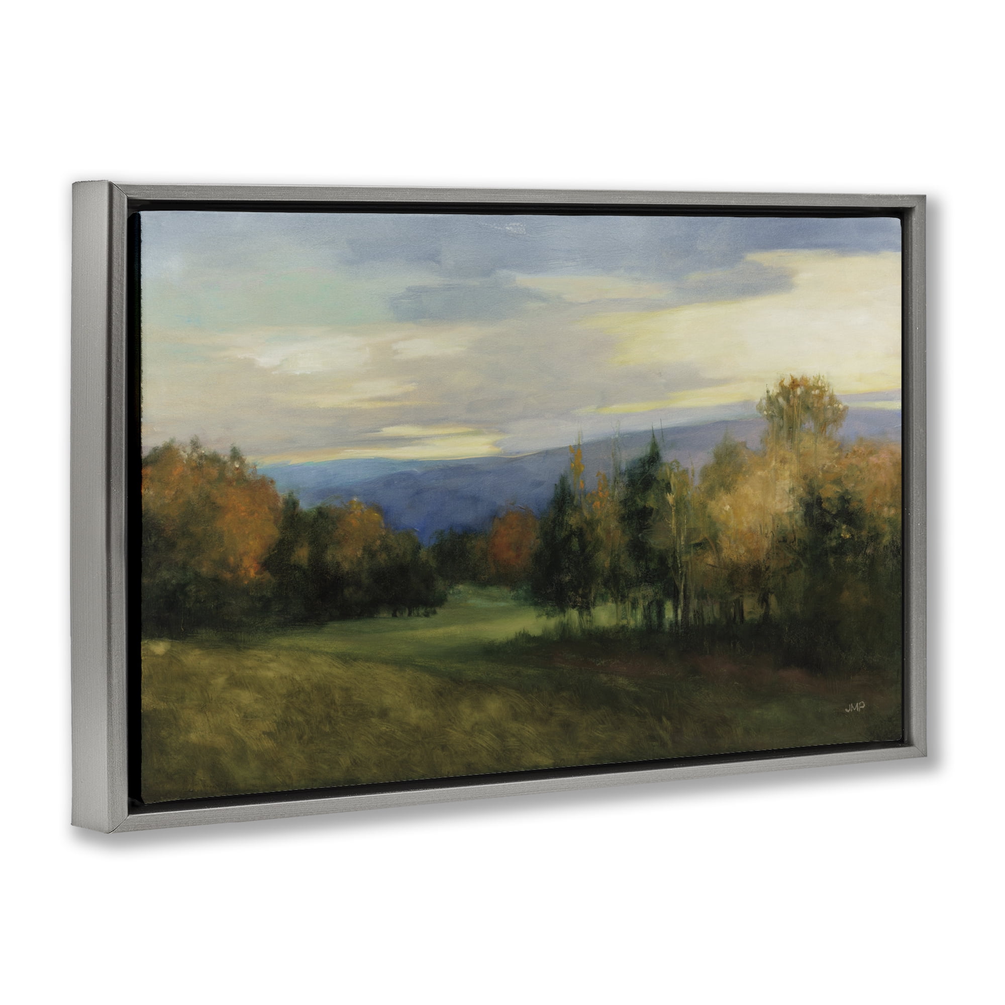Stupell Industries October Meadow Countryside Gray Framed Floater Canvas Wall Art, design by Julia Purinton