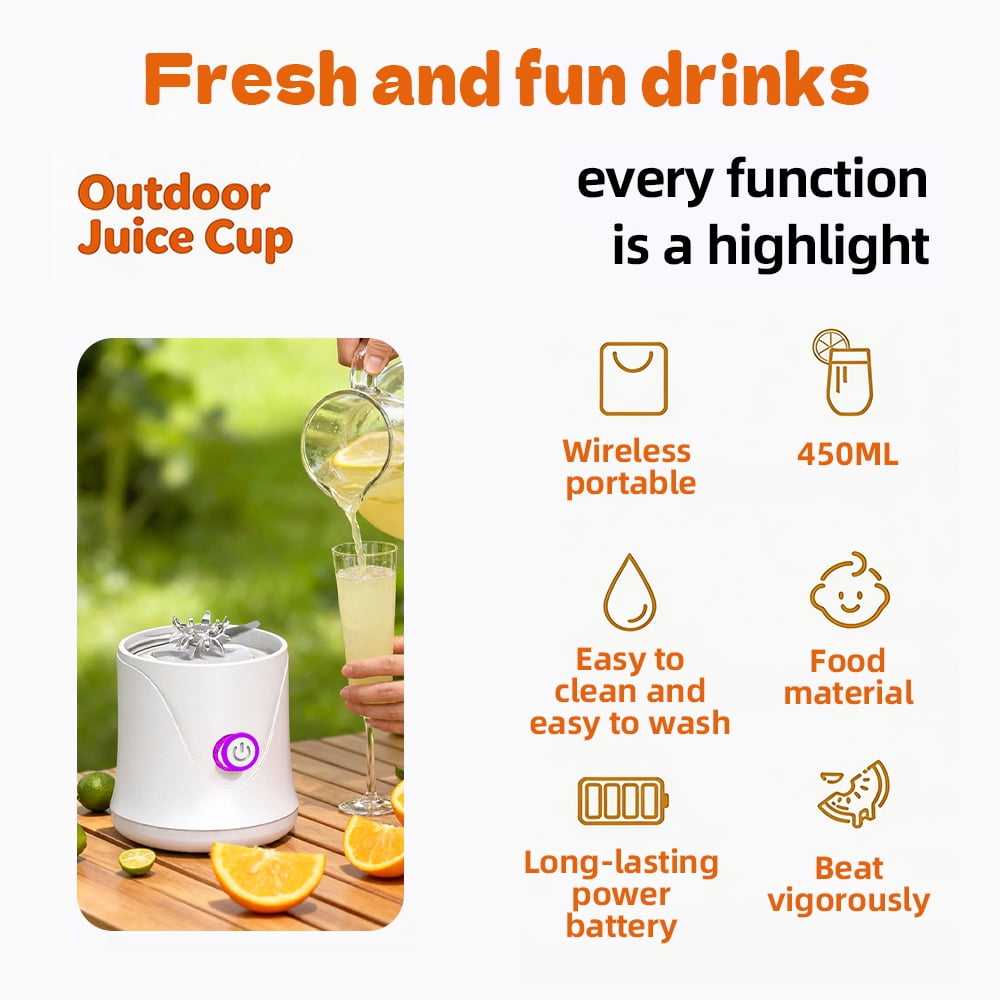 Flaremore 420ml Portable Blender for Shakes & Smoothies, USB Rechargeable Personal Blenders with 12 Blades,Digital LED Display,Mini Juicer Mixer with Handle Lid for Carrying, White