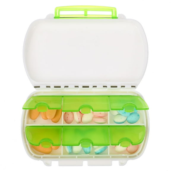 Clispeed Rotatable Pill Organizer Organizer Container Plastic Green Storage Box Portable 1Set