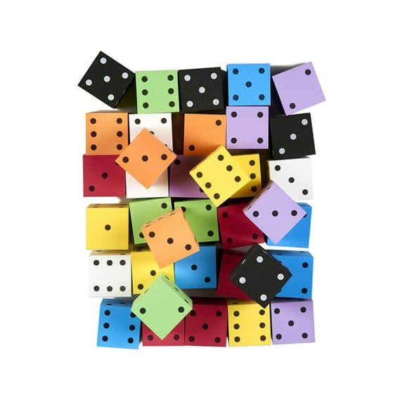 Koplow Games Foam Spot Dice, 2", Assorted Colors, Bag of 36