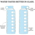 thumbnail image 3 of purifyou Premium 40/32/22/12 oz Reusable Borosilicate Glass Water Bottles with Time and Volume Markings, Non-Slip Silicone Sleeve & Stainless Steel Lid Insert (40oz Ice Blue), 3 of 5