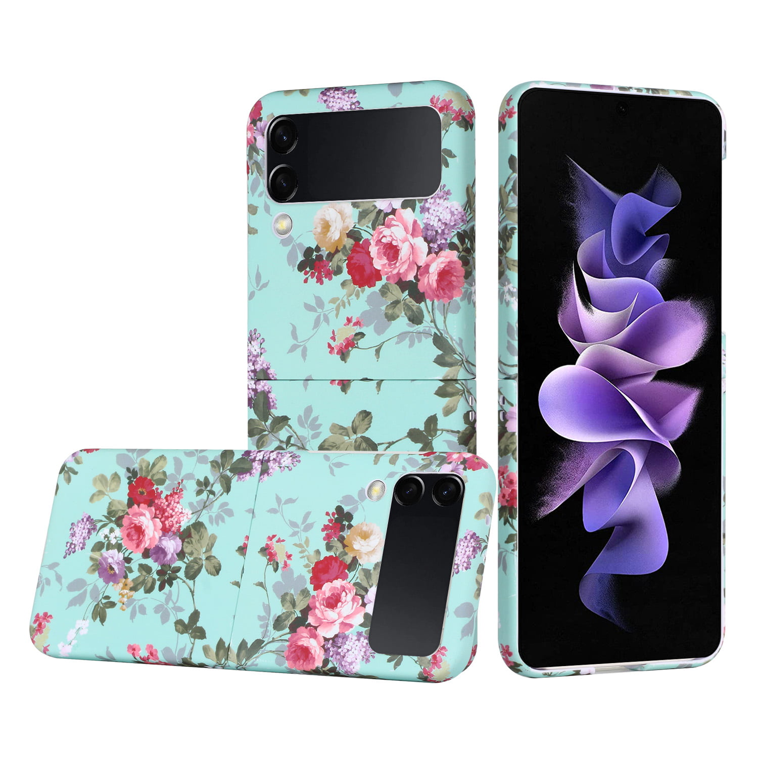 Square Flower Geometric Leather Cases For Samsung Galaxy Z Flip 4