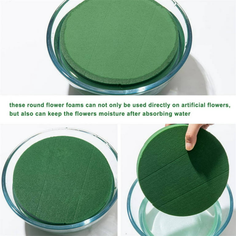 FLOFARE Pack of 6 FLOFARE Round Floral Foam Blocks for Fresh and Artificial  Flowers, (4.5 X 1.5), Dry & Wet Green Flower Foam for Flow