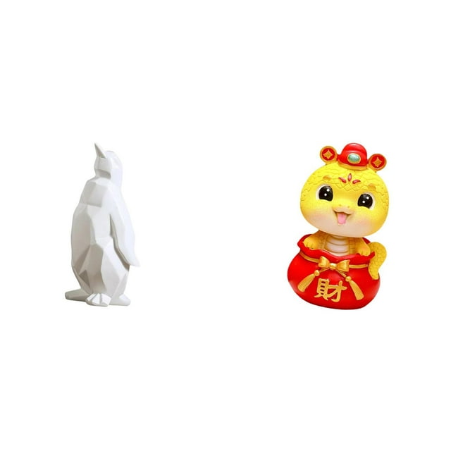 Estatua coleccionable de resina con forma de pingüino y serpiente. Adorno decorativo ideal para inauguración de casa, mesa, bar, dormitorio, oficina y