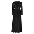 thumbnail image 5 of IROINNID Sequin Dress for Women Round- Neck Palette Suspenders High Waist Condole Gold Velvet High Waist Formal Dress Deals,Black, 5 of 6