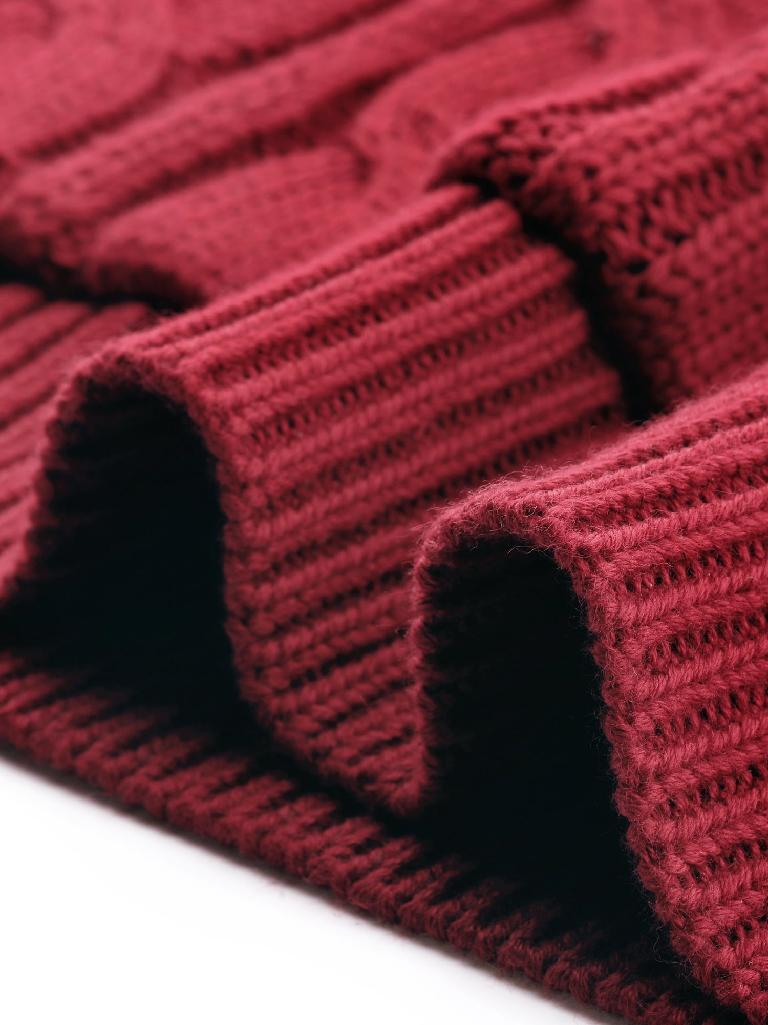 DARING DIVA Women's Stylish Oversized Cable Knit Hooded Sweater S Red
