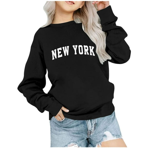 Baby Sweatshirt Pullover Discounts Children's Shirt Long Sleeved Printed T-Shirt Printed Round Neck Short Tops Suitable for Boys and Girls Aged 1-12 T-Shirts Long Sleeve Shirts For Girls Black 9T