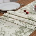 thumbnail image 4 of Linen Table Runner Floral Print for Kitchen Farmhouse Table Cloth with Flower 72 Inch Sage Green on Beige Peonies Botanical Decorative Linen Blend Cloth for Dining Table Indoor Decor 1 Panel, 4 of 6