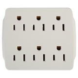 GoGreen Power 6 Outlet Wall Tap Adapter White, 3 Prong Duplex Power ...