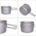 thumbnail image 4 of usharedo Titanium Pot Pan Set with Folding Handle Outdoor Camping Soup Pot Bowl Frying Pan Mess Kit Picnic Cookware Ti1585B, 4 of 5