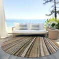 thumbnail image 5 of Addison Rugs Chantille Indoor/Outdoor Transitional Stripes Taupe Washable Round Rug, 8' x 8', 5 of 5
