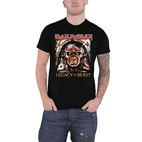 Iron Maiden T Shirt Legacy Of The Beast Aces High Band Logo Official Mens Black Size XL