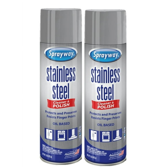Sprayway Stainless Steel Aerosol Spray Metal Polishes, 15 Ounce, 2 Pack