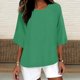 thumbnail image 1 of mfyjkho Tops Y Blusas Para Mujer, Camisa Informal De Cuello Redondo Y Manga 3/4 De Color Liso Para Mujer Tops De Tallas Grandes Xxxxl, 1 of 4