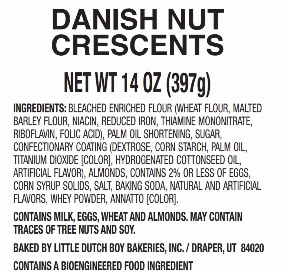 Little Dutch Boy Bakery Danish Nut Gourmet Baked Cookies, 14 oz, Approx. 27 Ct