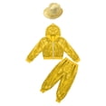 thumbnail image 6 of iiniim Girls Boys Sequin Jazz Hip Hop Dance Performance Hooded Jacket Top with Pants and Hat Outfits Yellow 7-8, 6 of 7
