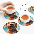 thumbnail image 7 of Pofeuu Blue Sky Cute Dog Print Leather Coasters Set of 6, Round Cups Mugs Mat Pad for Home Kitchen Heat Resistant Drink Coasters,Round Shape, 7 of 7