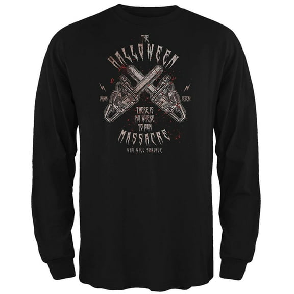 Halloween Chainsaw Massacre Bloody Horror Mens Long Sleeve T Shirt Black MD