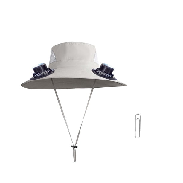 Luzes Solares Al Aire Libre Amplio Sombrero de Pesca Al Aire Libre Del Ventilador Del Sol Sombrero Del Sol de los Hombres con Sombrero de Pesca Del Ventilador Del Sol Sombrero Del Ventilador Ajustable