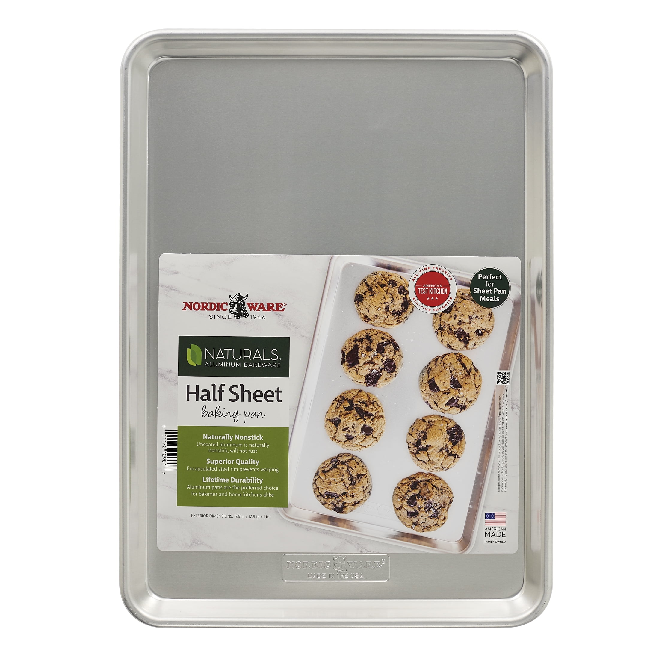 Nordic Ware Naturals 18" x 13" Aluminum Half Sheet, Rectangular Cookie & Baking Sheet Pan