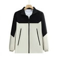 thumbnail image 5 of XPMWRP Women's Color Blocked Windproof Jacket Long Sleeved Zipper Casual Lapel Coats Warm Winter Trendy Clothes with Pockets White XXL, 5 of 6