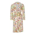 thumbnail image 3 of TEAJOPSUU Women's Cotton Robes Plush Fashion Printed Bathrobes Casual Long Sleeve Shawl Collar Spa Robe Cozy Sleepwear with Pocket White, 3 of 5