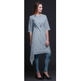 thumbnail image 4 of Bimba Blue Damask Floral Printed Asymmetrical Kurti Tops For Women Indian Summer Dress Tunic Medium, 4 of 6