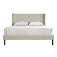 thumbnail image 5 of Castle Place Nailhead Trim Tufted Linen Upholstered Wingback Queen Bed, Warm Grey, 5 of 11