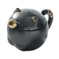 thumbnail image 4 of Taza de cerámica para café, leche, reutilizable, con diseño de gato, creativa, para oficina y dormitorio Negro, 4 of 9