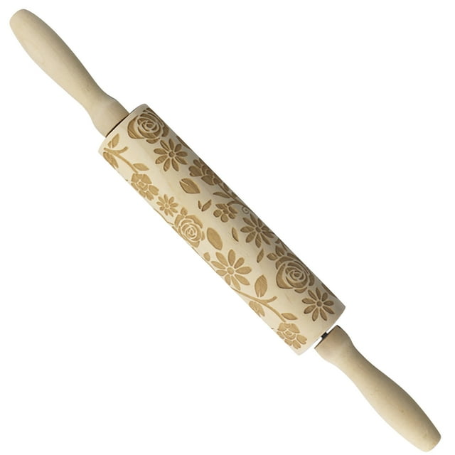 TIMIFIS Rolling Pin Wooden Easter Bunny Carrot Rolling Pin Printed Dough Stick Kitchen Gadgets
