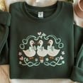 thumbnail image 2 of Vintage 80s Embroidered Goose Sweatshirt: Cottagecore Farm Tee, 2 of 5