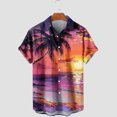 thumbnail image 4 of Gaecuw Womens Hawaiian Tee Shirt Short Sleeve T Shirts Button down Shirts Floral Print Tops Summer Blouses Lapel Neck Tees Beachwear Tropical Vacation Outfits Resort Wear Purple M, 4 of 5