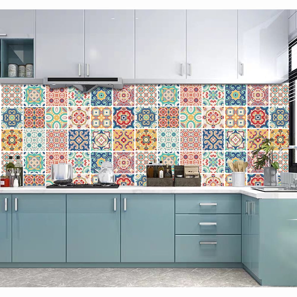 HZ021 Retro Tile Floor Stickers Bathroom Kitchen Waterproof Wall Decals