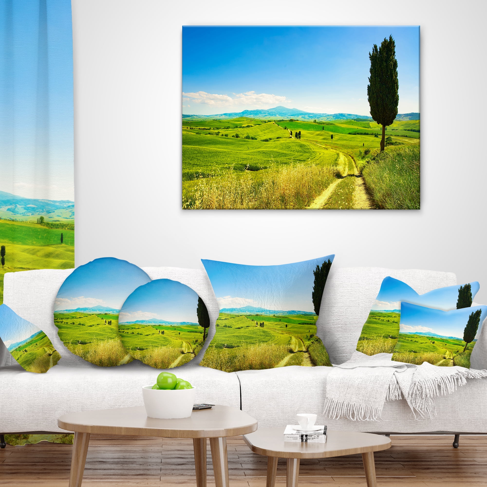Designart Rural Landscape Countryside Farm - Landscape Wall Throw Pillow - 18x18