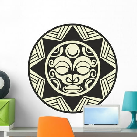 Graphics Tribal Flames Decals - Polynesian Tribal Tattoo Sun Wall Decal Wallmonkeys Peel and Stick Graphic (24 in H x 24 in W) WM502682