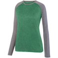 thumbnail image 1 of Ladies Kinergy Two Color Long Sleeve Raglan Tee S Dark Green Heather/Graphite Heather, 1 of 2