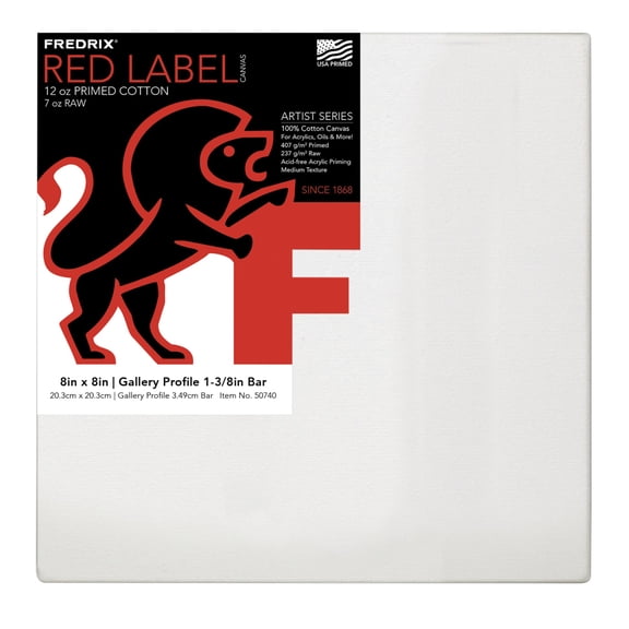 Fredrix Red Label Artist Canvas, Gallery Profile, 8 x 8 Inches, Each