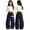 Navy, variant on Girls Baggy Wide Leg Sweatpants, Y2K Loose Fit Barrel Leg Pants with Graphic Print, Elastic Waist Casual Joggers with Pockets for Kids Streetwear and Daily Wear