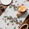 thumbnail image 4 of Christmas Table Runner 48 Inches, Winter Green Pine Trees Maple Leave Xmas Balls Bed Runner Dresser Scarves Tabletop for Indoor Outdoor Parties/Ceremony/Banquet, 13" x 48", 4 of 8