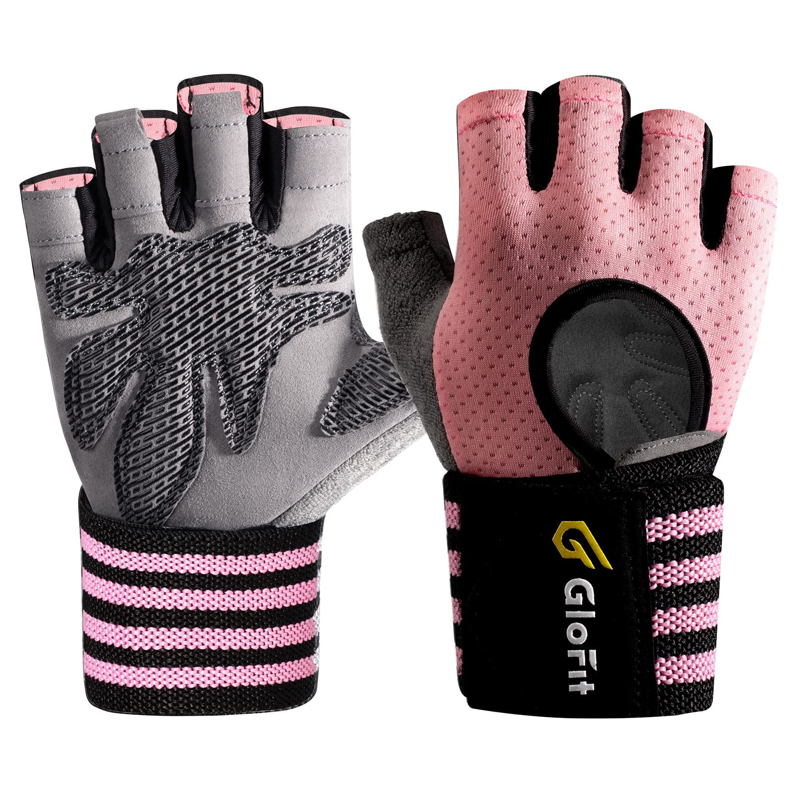 Glofit Workout Gloves with Wrist Wrap Support for Men Women Weight Lifting Gloves with Cuved Open Back Fingerless for Cycling Gym Training Crossfit X Small Pink Walmart
