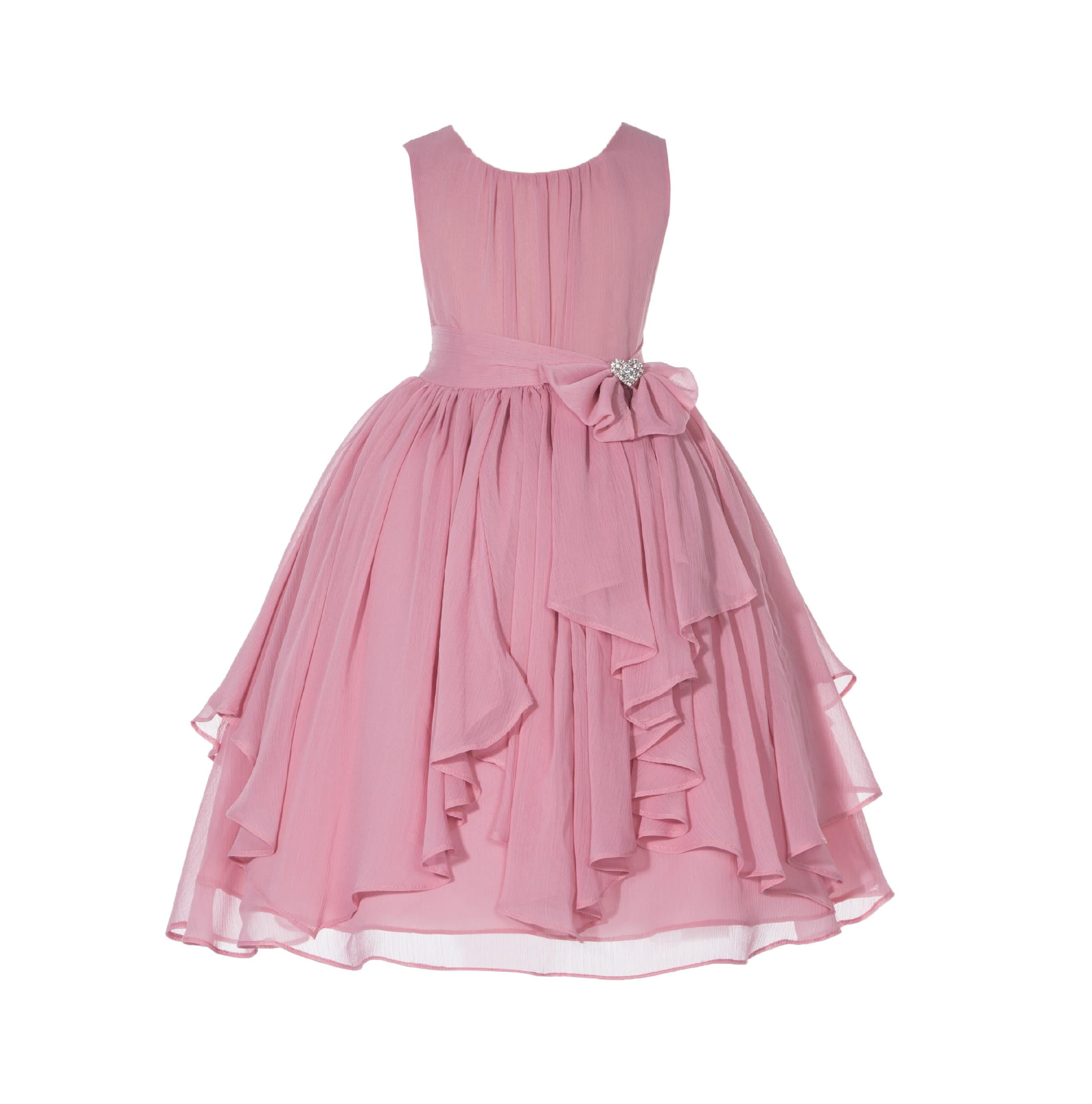 Ekidsbridal Yoryu Chiffon Ruched Bodice Rhinestone Flower Girl Dress