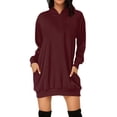 thumbnail image 1 of Robe Décontractée à Manches Longues et Capuche pour Femmes Couleur Unie, 1 of 4