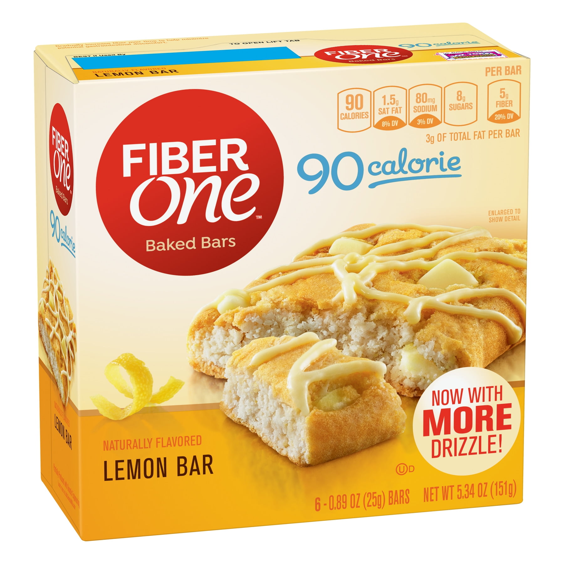 Fiber One 90 Calorie Soft Baked Bar Lemon Bar 6 Fiber Bars 5 34 Oz Walmart