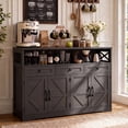 thumbnail image 4 of Poshby 55''W Sideboard Buffet Cabinet with Storage, Charging Station for Kitchen, Living Room, Walnut, 4 of 12